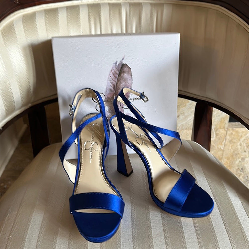 Jessica Simpson blue satin heel